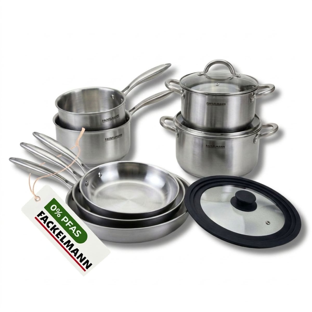 3 poêles 20/26/28cm, 2 faitouts 1cm, 2 casseroles 14/18cm VITA3 gris, FACKELMANN