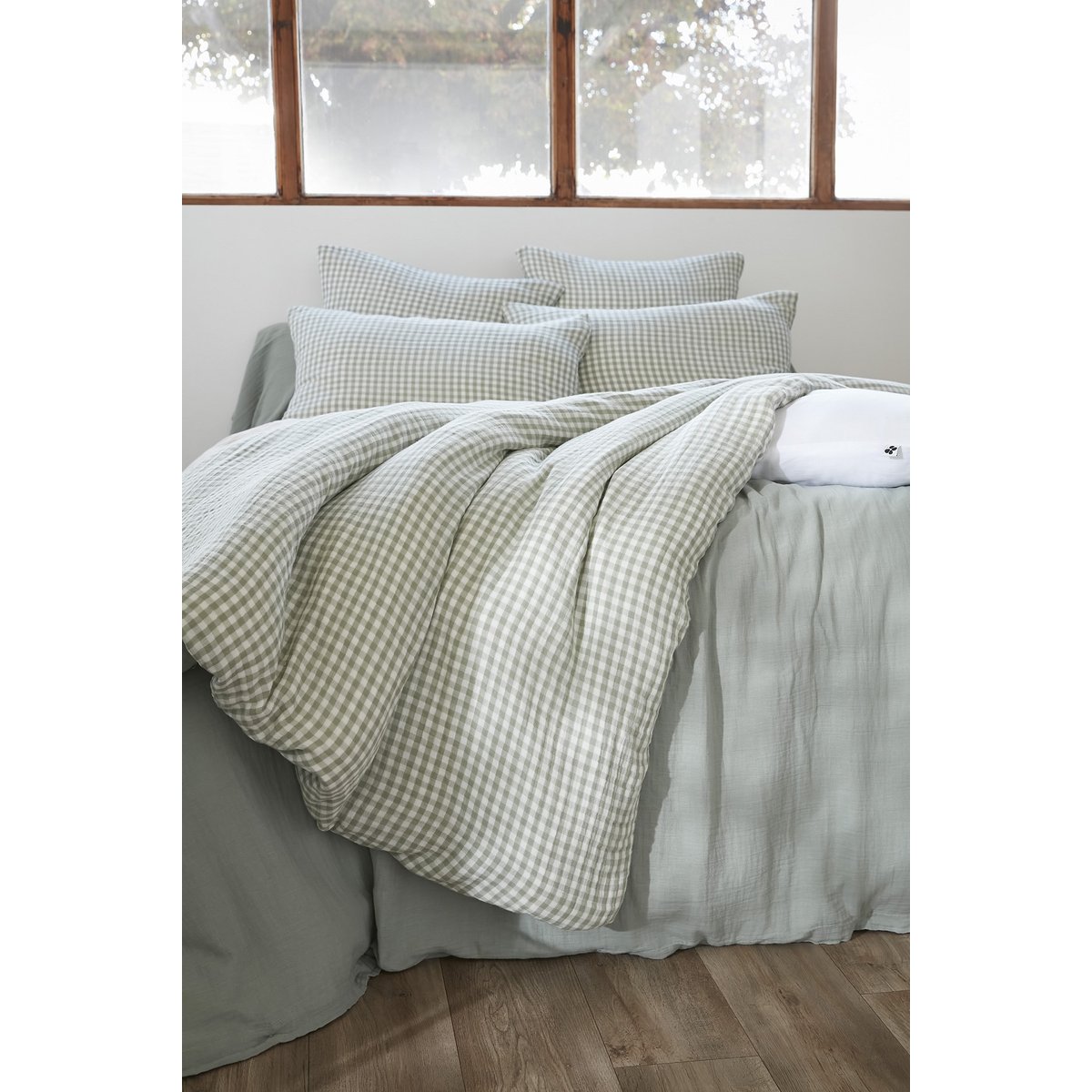 Housse de couette réversible en gaze de coton  Modèle VICKIE eucalyptus, EDEN