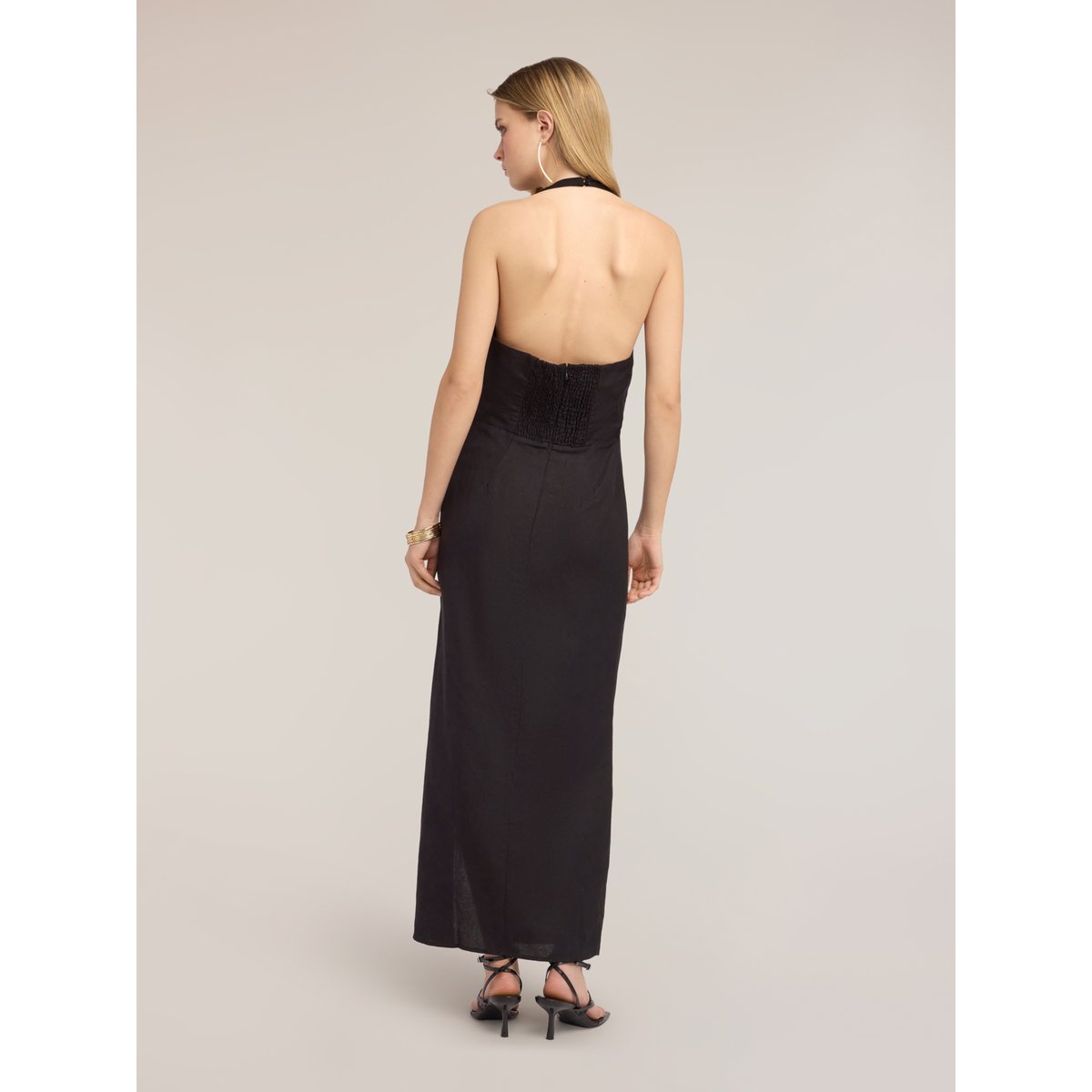 Robe longue avec drapé noir, MOTIVI