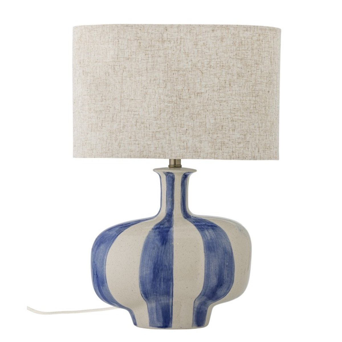 Lampe de table grès rayures ALIDA bleu, BLOOMINGVILLE