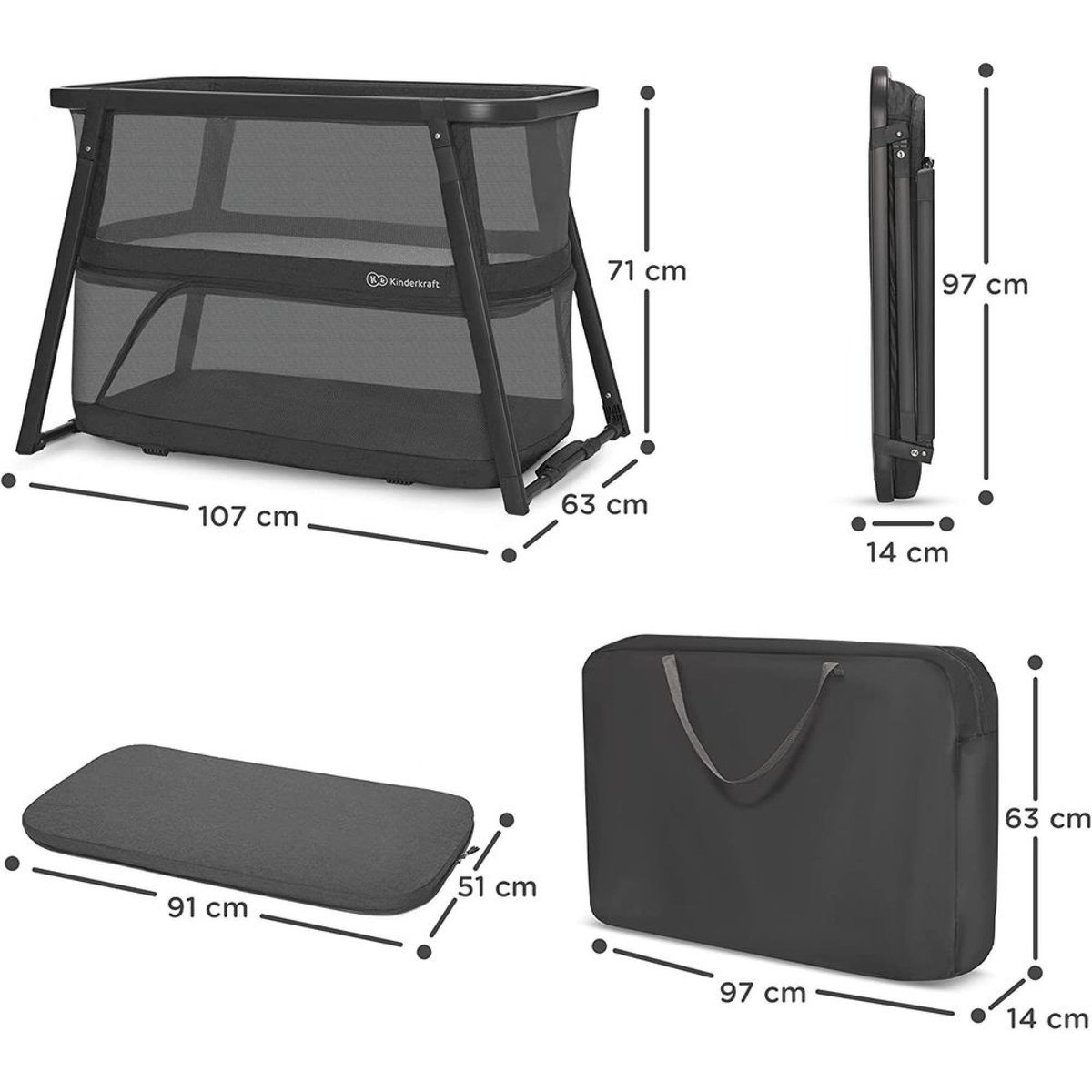 Lit de voyage Sofi Plus 4 en 1 - Black black, KINDERKRAFT