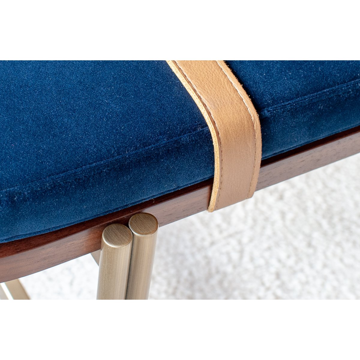 Banc en velours AURORA bleu pétrole, PRODUIT INTERIEUR BRUT