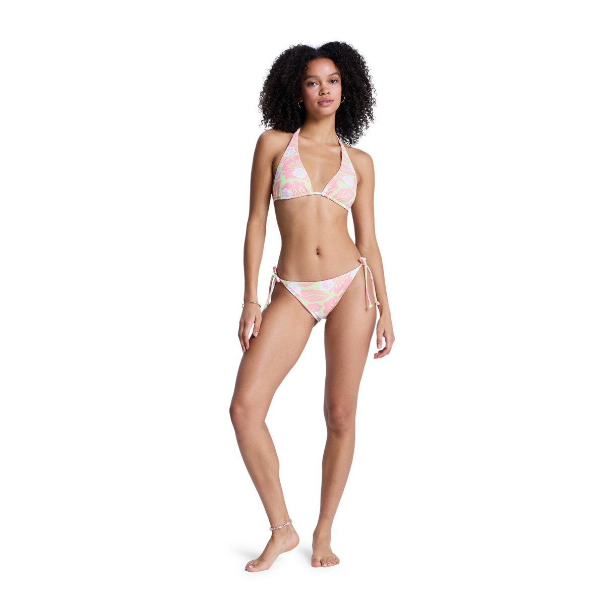 Haut de maillot de bain bikini triangle HIBISCUS HYPE RV TIKI TRI. vert daiquiri green hibscus hype, ROXY