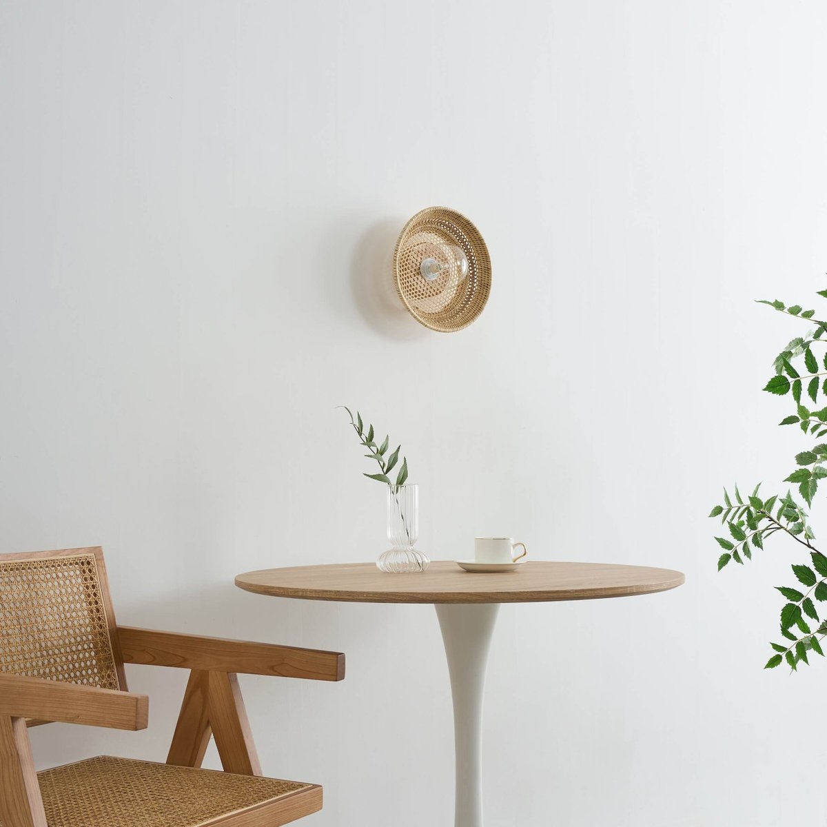Applique rotin tressé ronde - SELERINA beige, KOSILUM