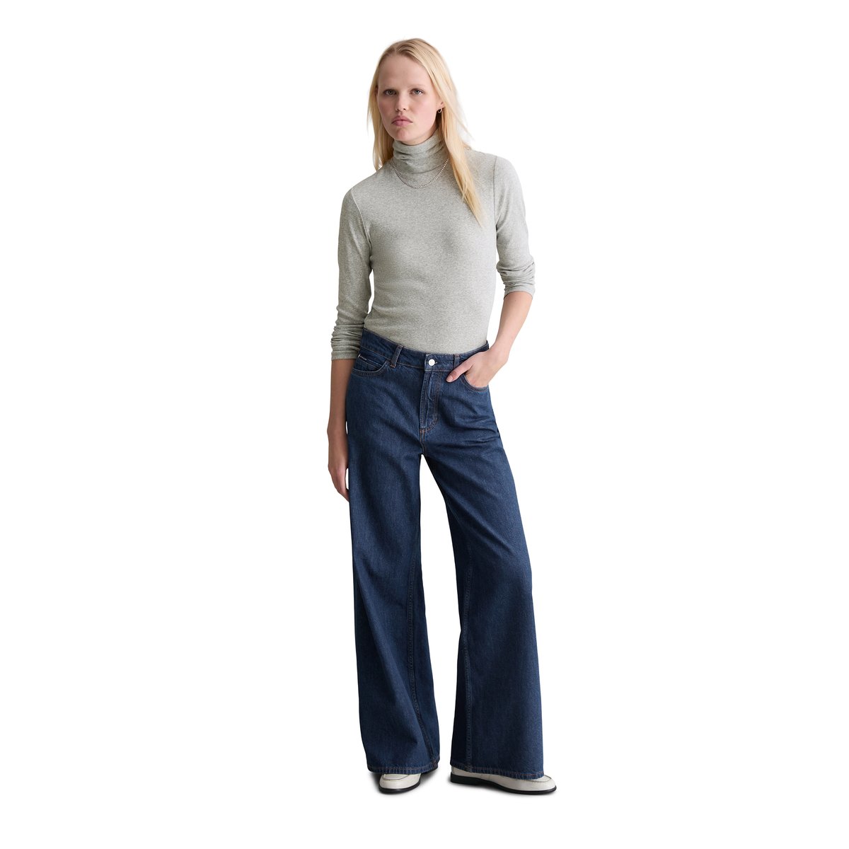 Jeans modèle Anjo large en denim rigide sans élasthanne bleu foncé, MARC O’POLO DENIM