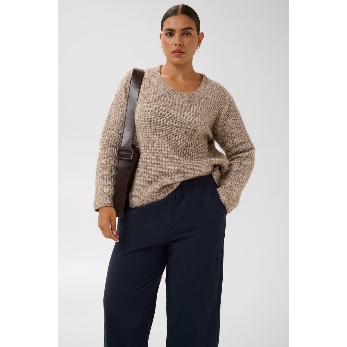 Pantalon casual bleu midnight marine, KAFFE CURVE