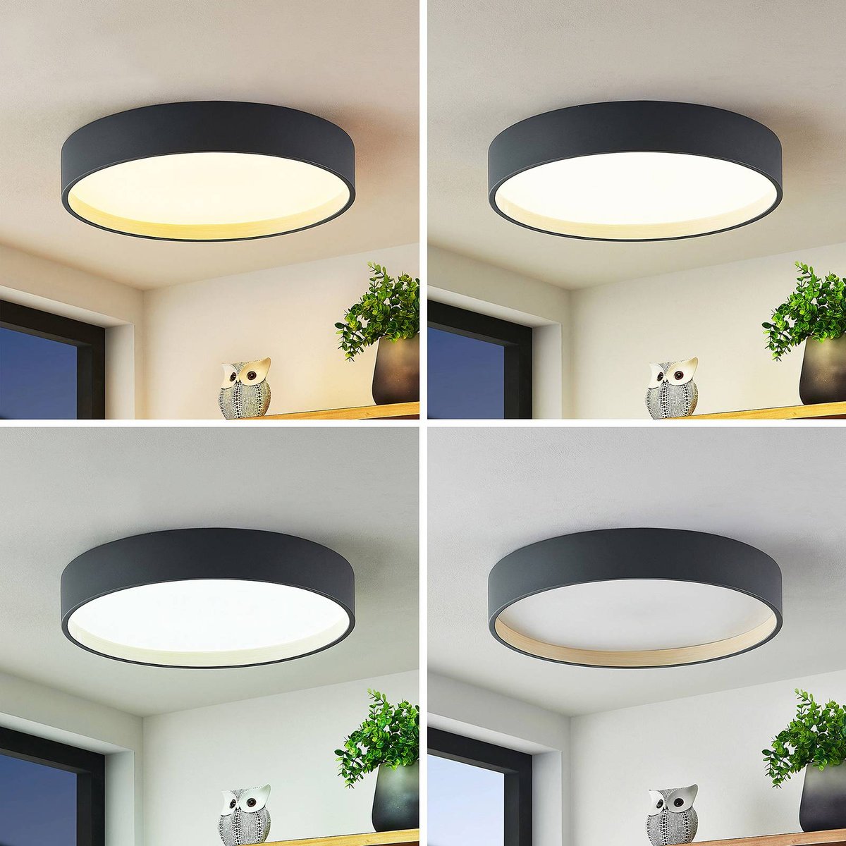 Plafonnier moderneLED, Todor anthracite, LINDBY