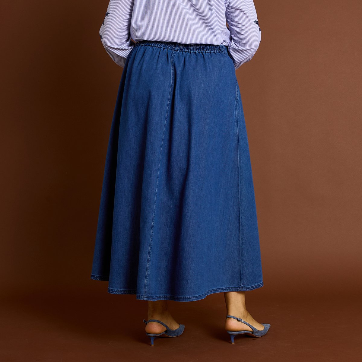 Jupe longue en jean bleu stone, GRAIN DE MALICE