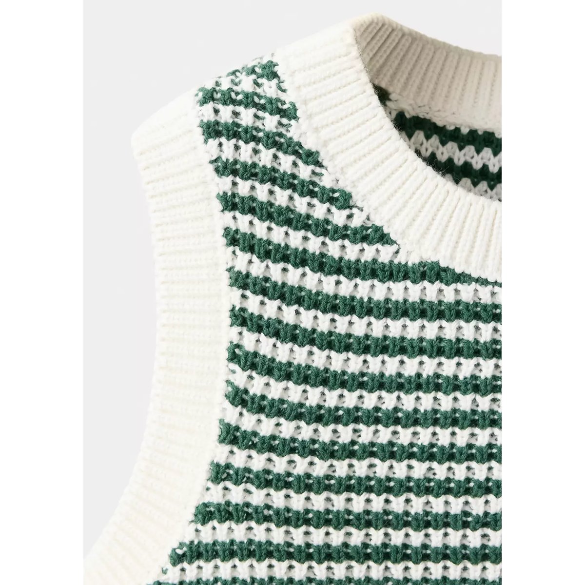 Gilet maille rayures vert, MANGO KIDS