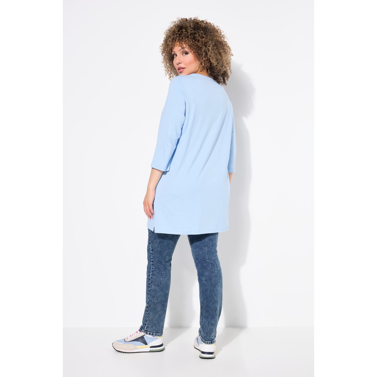 T-shirt motif à fleurs, coupe évasée bleu clair, ULLA POPKEN