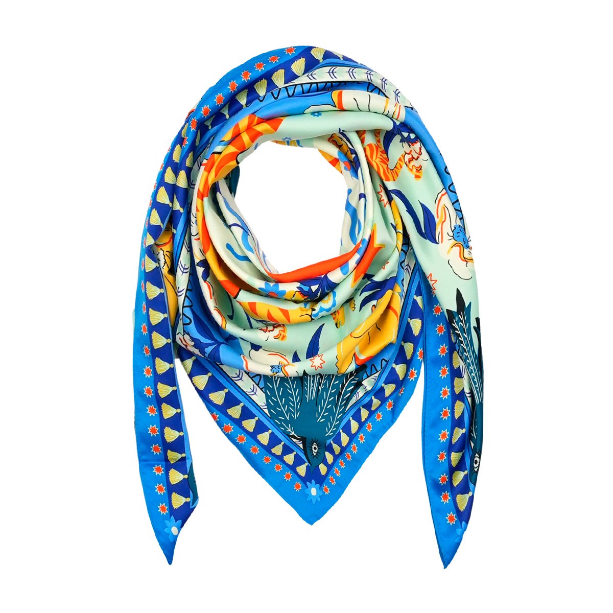 Grand foulard à motifs BANDIDAS bleu, WILD