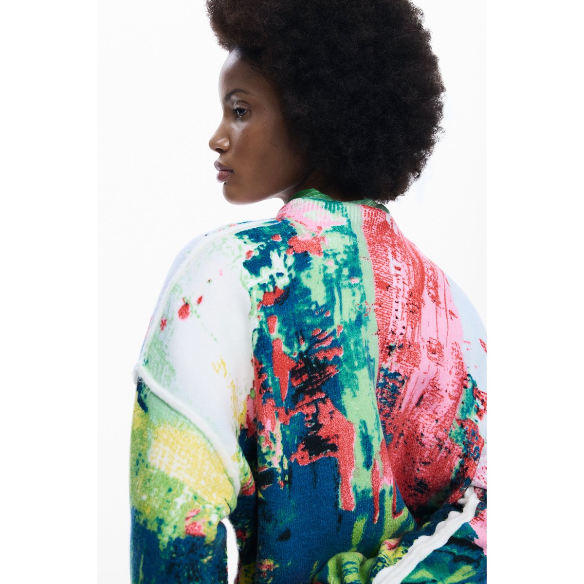 Pull arty imprimé vert, DESIGUAL