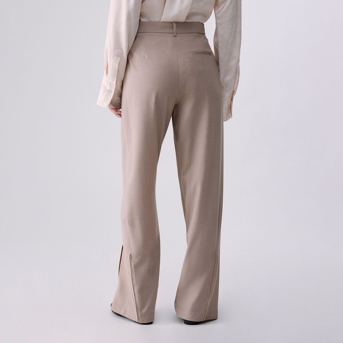 Pantalon Mélange avec Fermeture Éclair beige, LIU JO