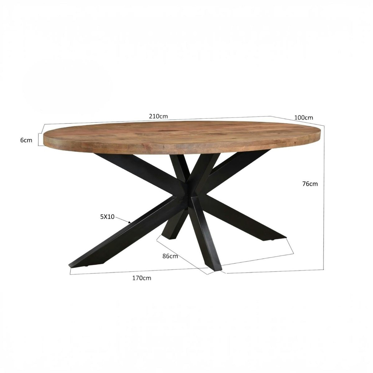 Table à manger ovale en bois de manguier 210 cm FULTON bois naturel, PIER IMPORT