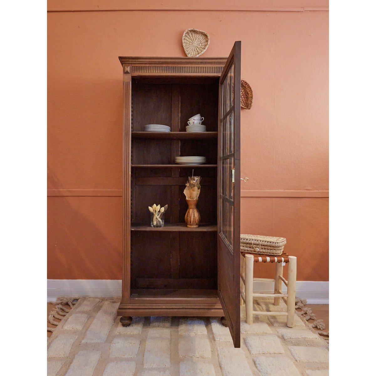 Vitrine en bois Victoria N°196 - Bon état bois foncé, DEBONGOUT