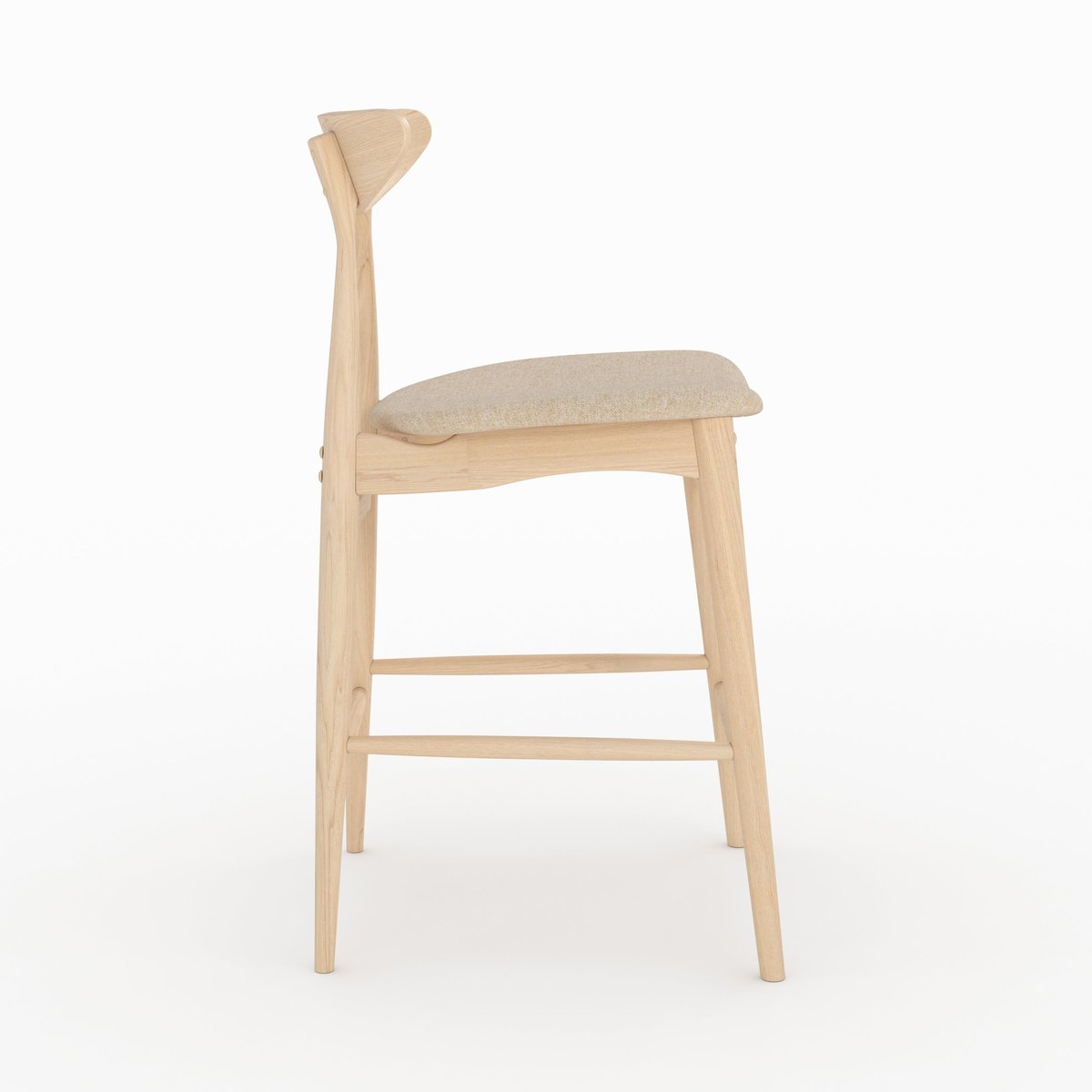 Lot de 2 chaises pour ilot central 63,5 cm en tissu et bois d'hévéa - JOSETTE beige, MAISON PAVANE