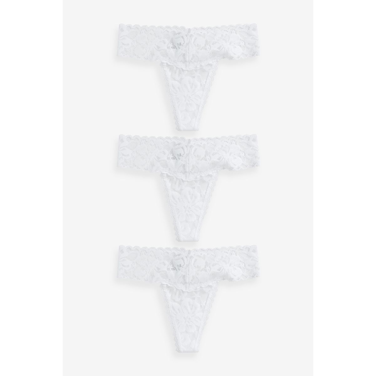 Strings en dentelle florale, lot de 3 blanc, NEXT