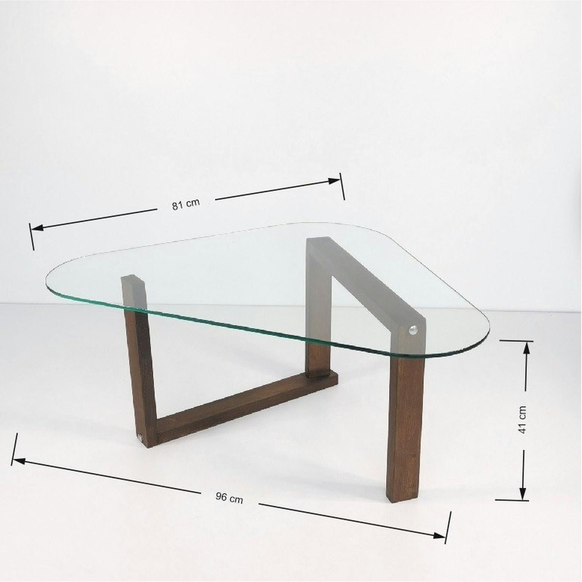Table basse en verre forme triangulaire - pied labyrinthe ANZIO bois naturel, PIER IMPORT