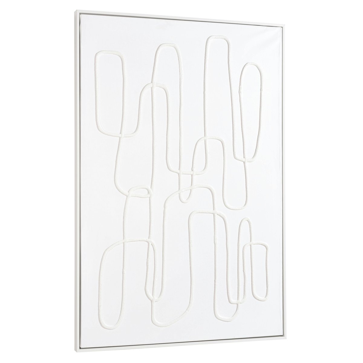 Tableau blanc lignes abstraites peinture au sable 83 x 123 cm blanc - lignes, PIER IMPORT