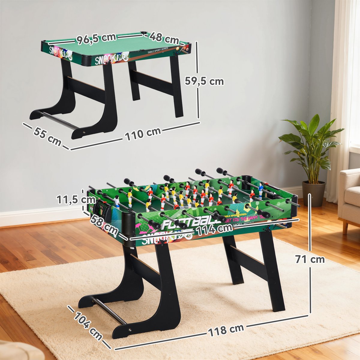 Table de billard multifonctionnelle MDF multicolore, HOMCOM