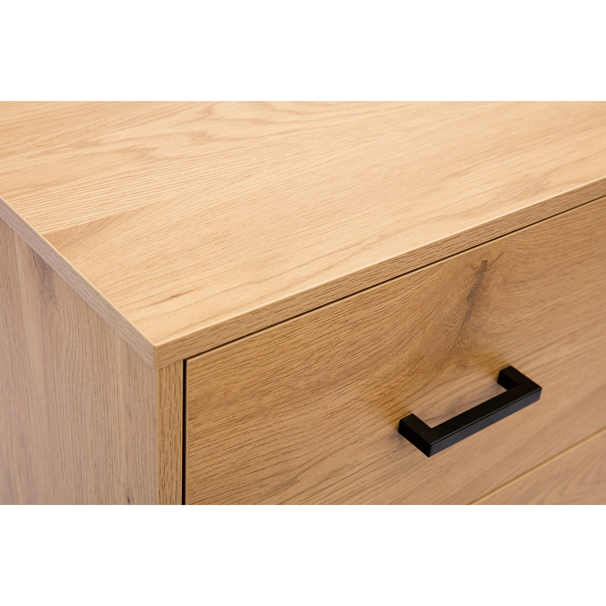 Commode 3 tiroirs finition bois clair chêne et métal noir L100 cm LOVATO chêne clair, MILIBOO