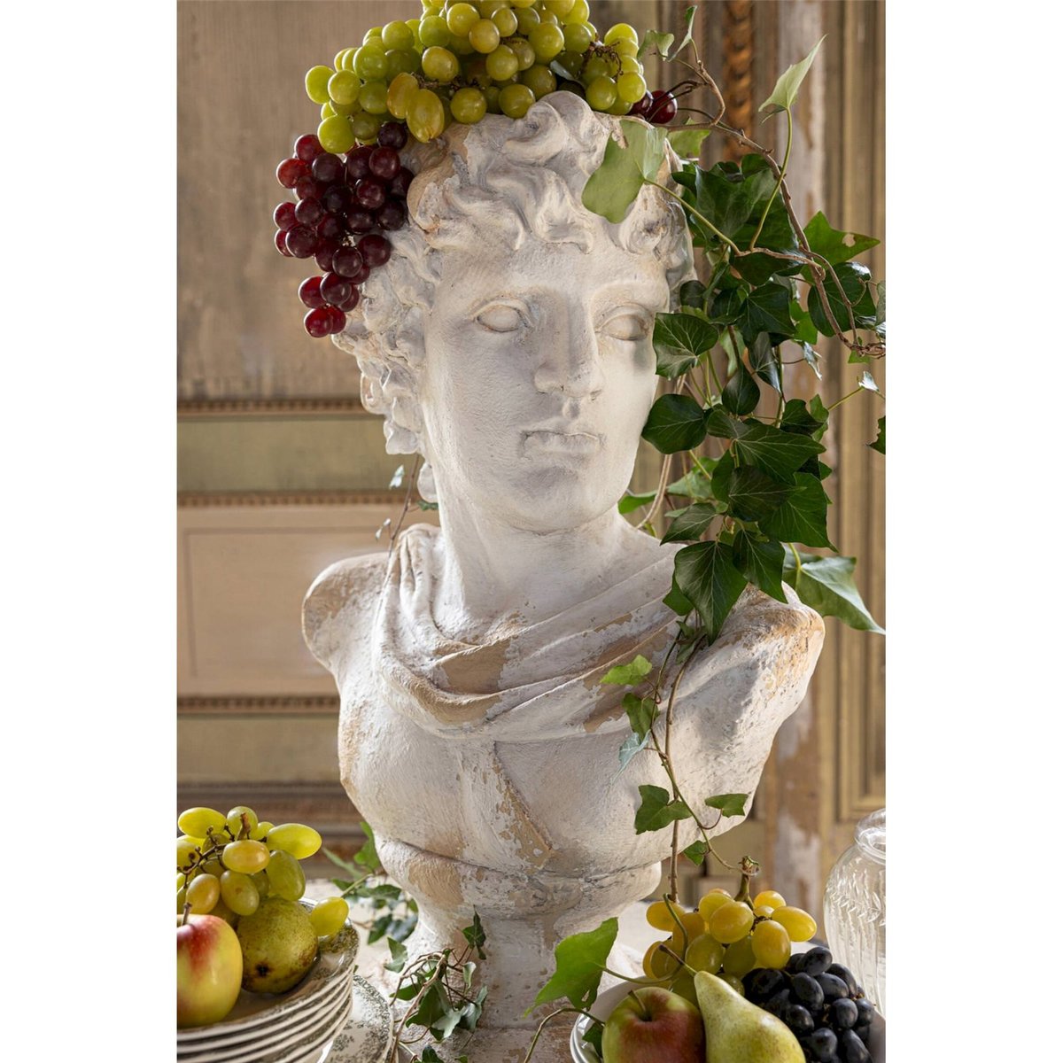 Buste décoratif antique pour extérieur écru et beige, RECOLLECTION