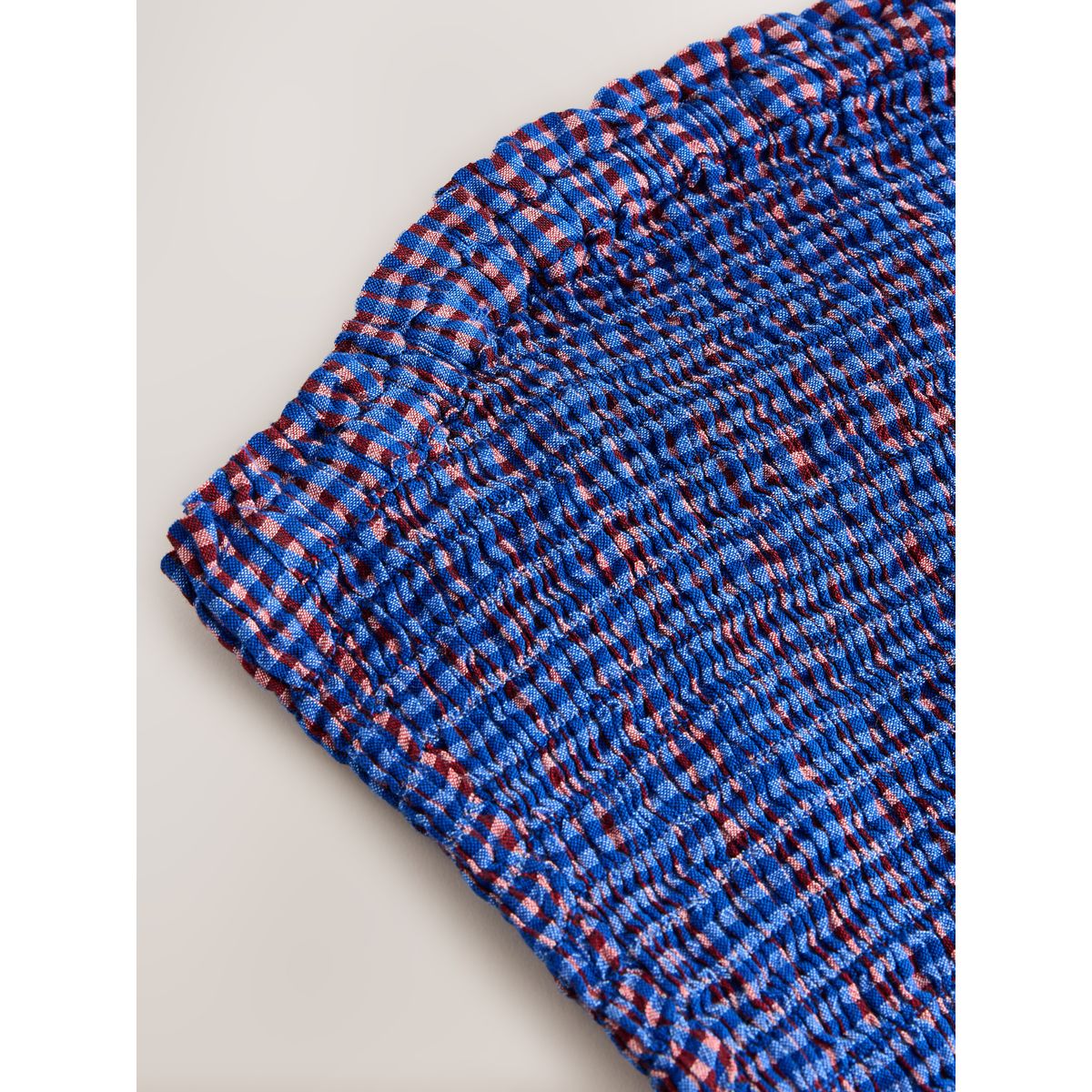 Haut bandeau smocké vingham violet/bleu, NEXT