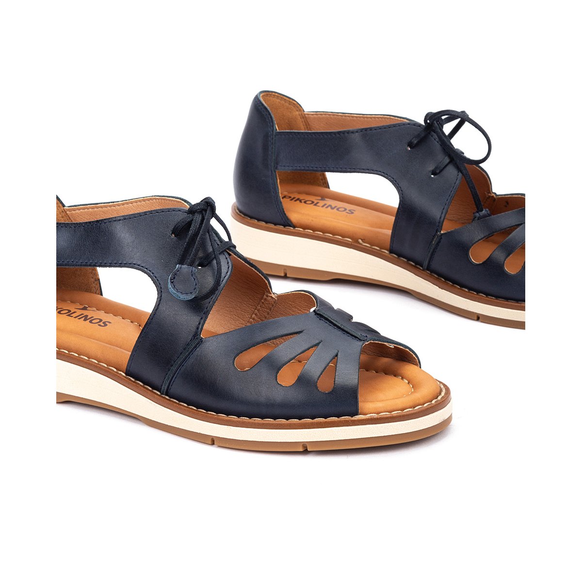 Sandales plates cuir Roquetas blue, PIKOLINOS
