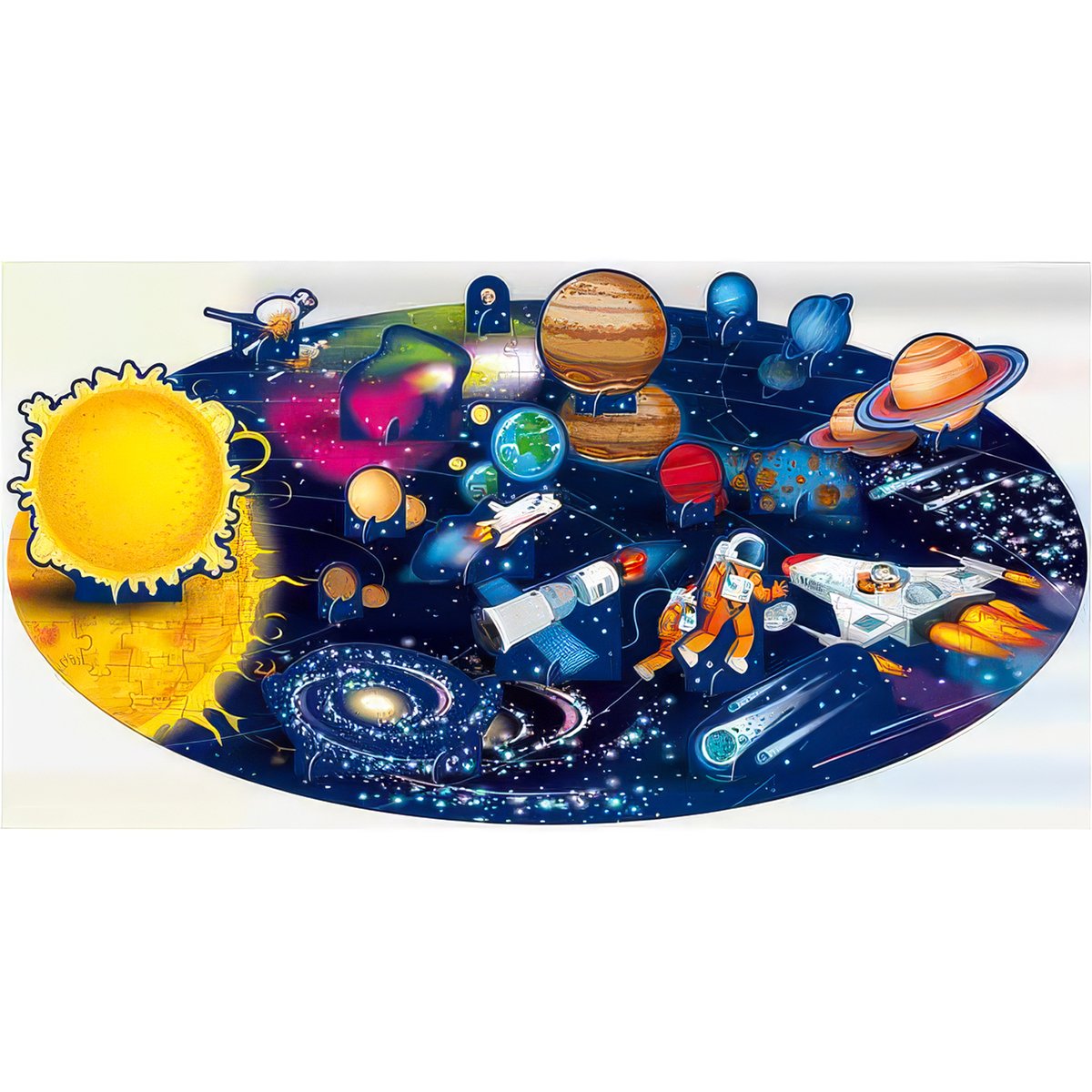 Puzzle & Livre - Voyagez, découvrez, explorez, L'Espace, le système solaire bleu, SASSI