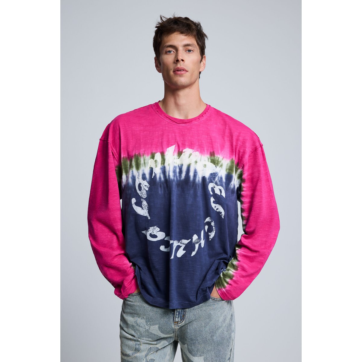 T-shirt à manches longues imprimé rouge, DESIGUAL