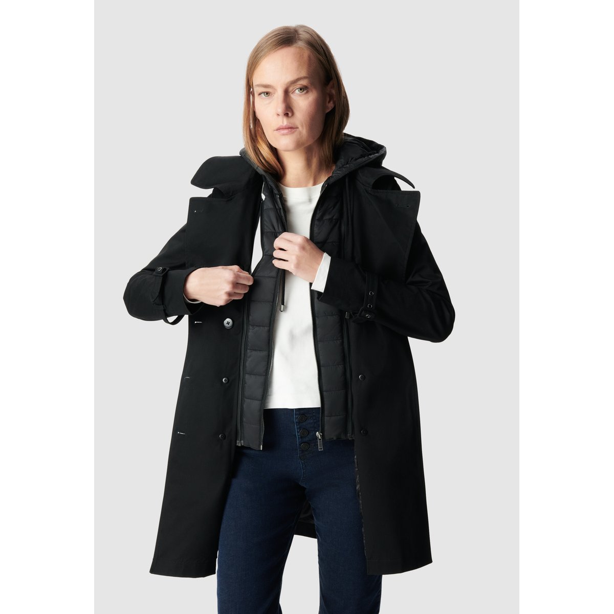 Trench à capuche nylon amovible noir, IKKS