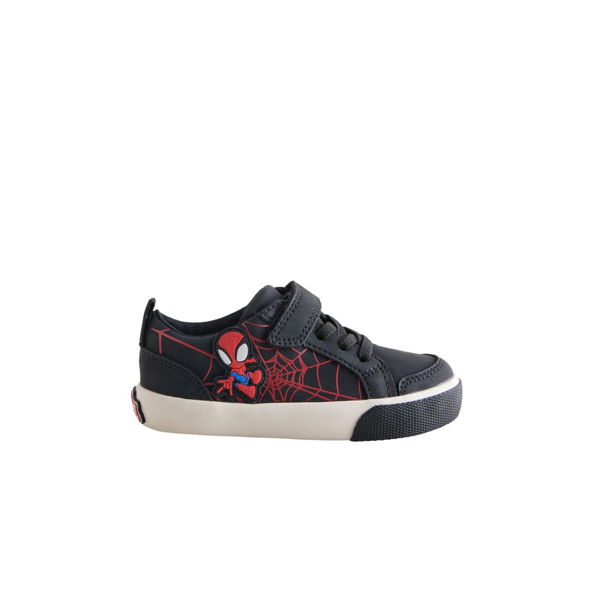 Baskets à lacets élastiques et scratch spiderman noir/rouge, NEXT