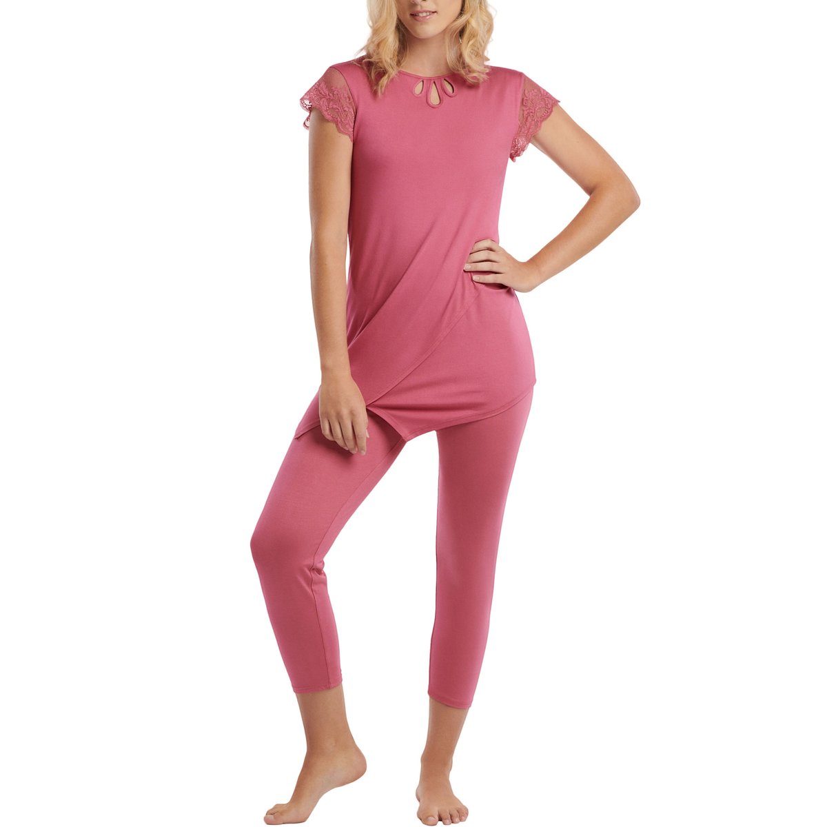 Pyjama leggings tunique manches courtes Juliette rose, LISCA