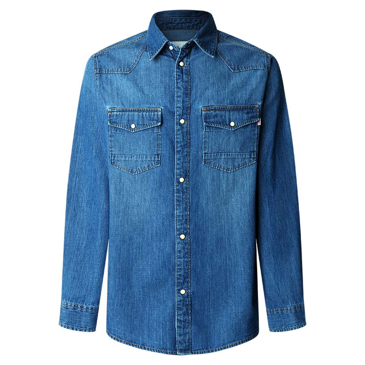 Chemise Coupe Regular En Denim authentic pepe blue, PEPE JEANS