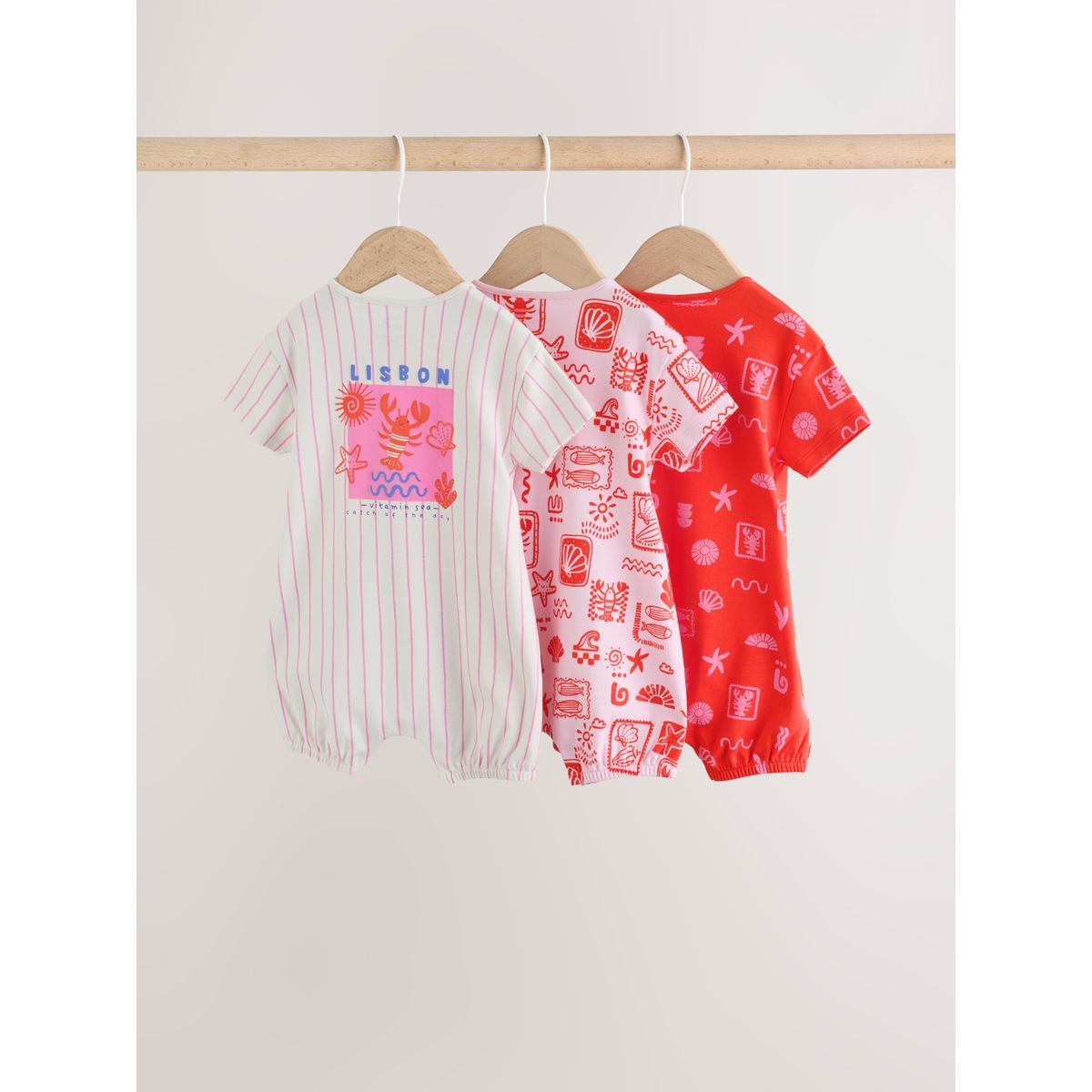 Barboteuse style t-shirt pour bébé homard rose et rouge imprimé, NEXT