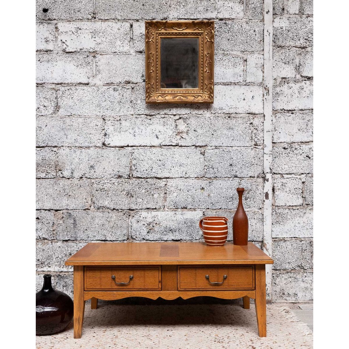 Table basse style campagne Léonie N°1113 - Bon état beige, DEBONGOUT
