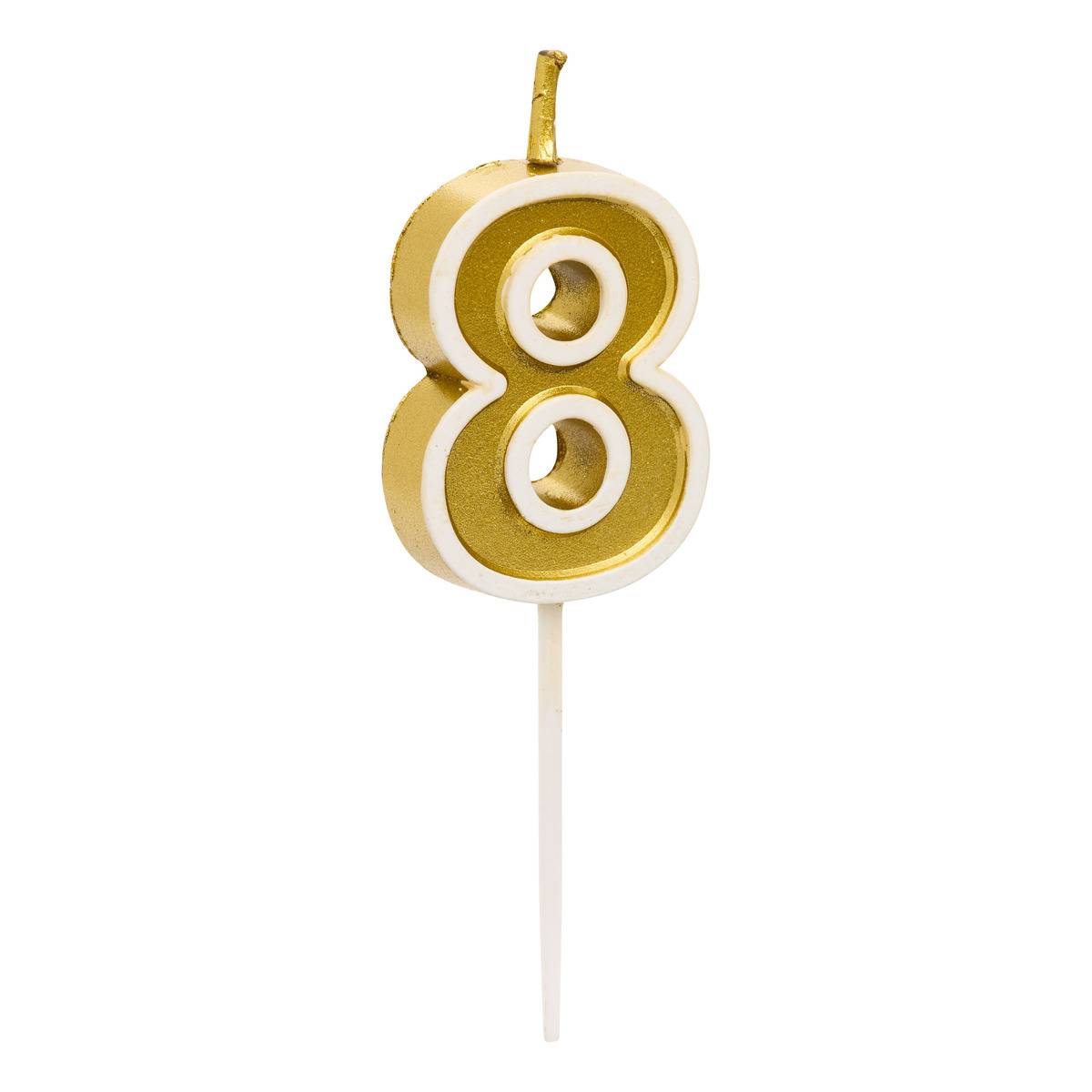 Bougie d'anniversaire Numéro 8 ANNIVERSAIRE doré, 5FIVE SIMPLY SMART