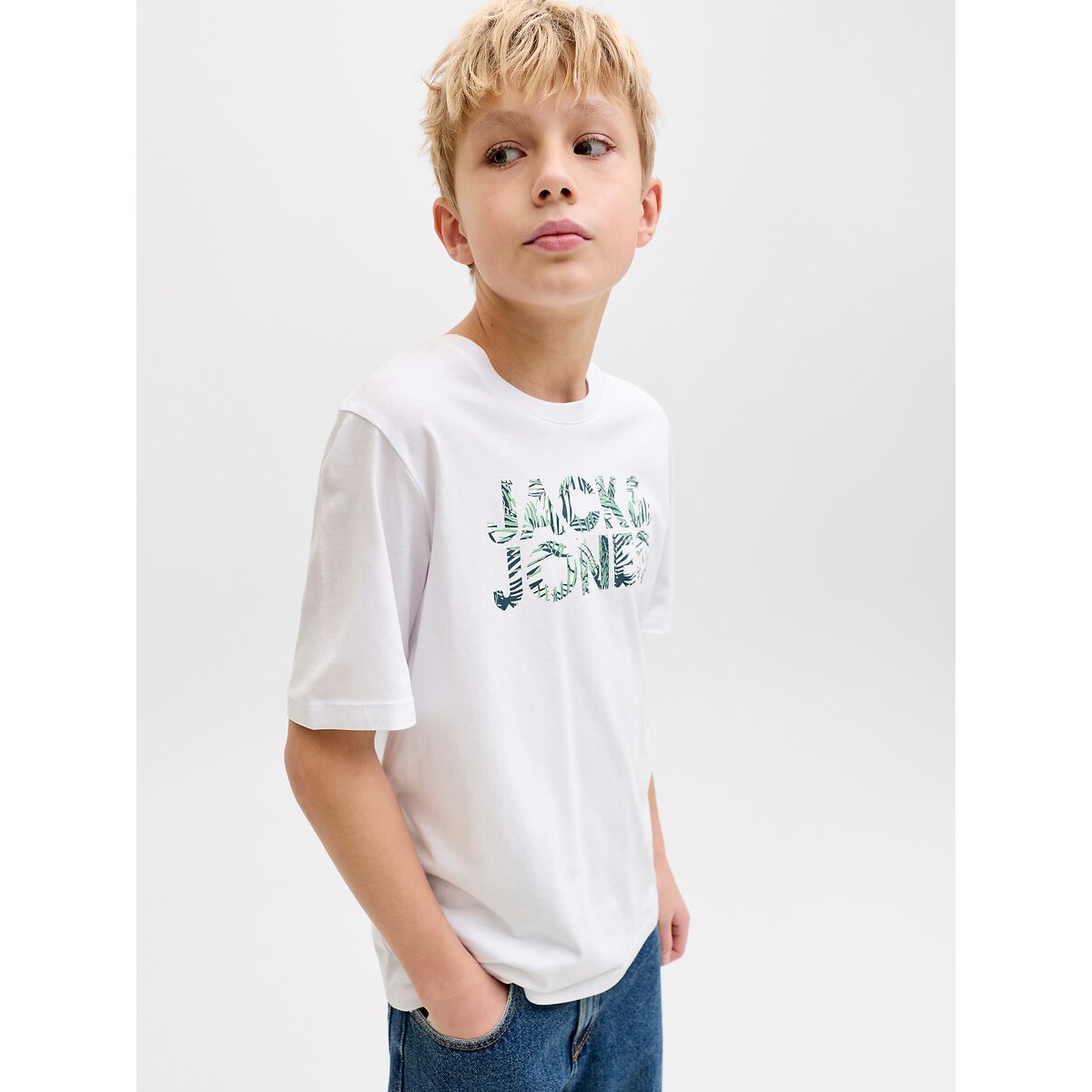Printed Short Sleeve T-Shirt white, JACK & JONES JUNIOR