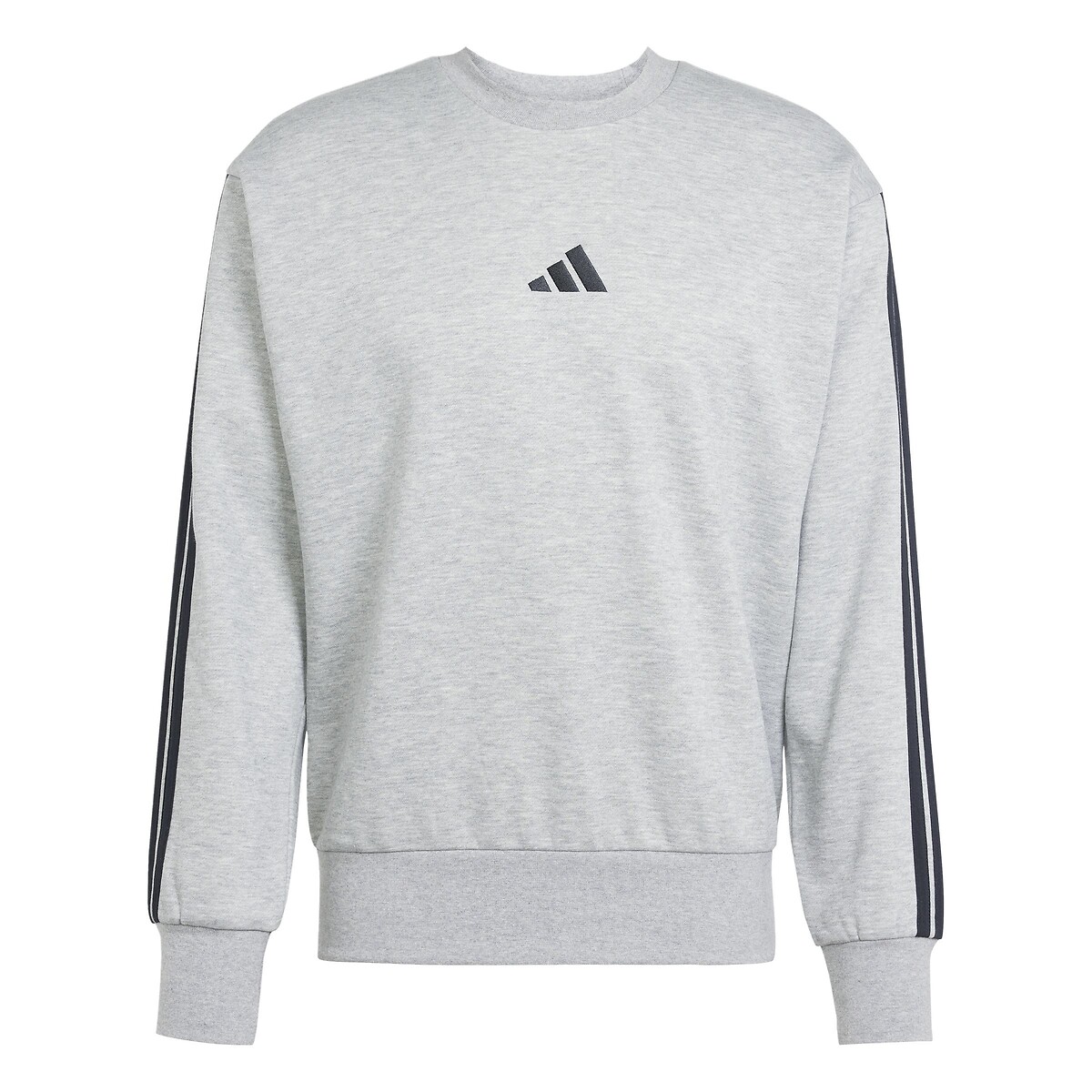 Sweat col rond Essentiel 3 bandes en molleton gris chiné, ADIDAS SPORTSWEAR