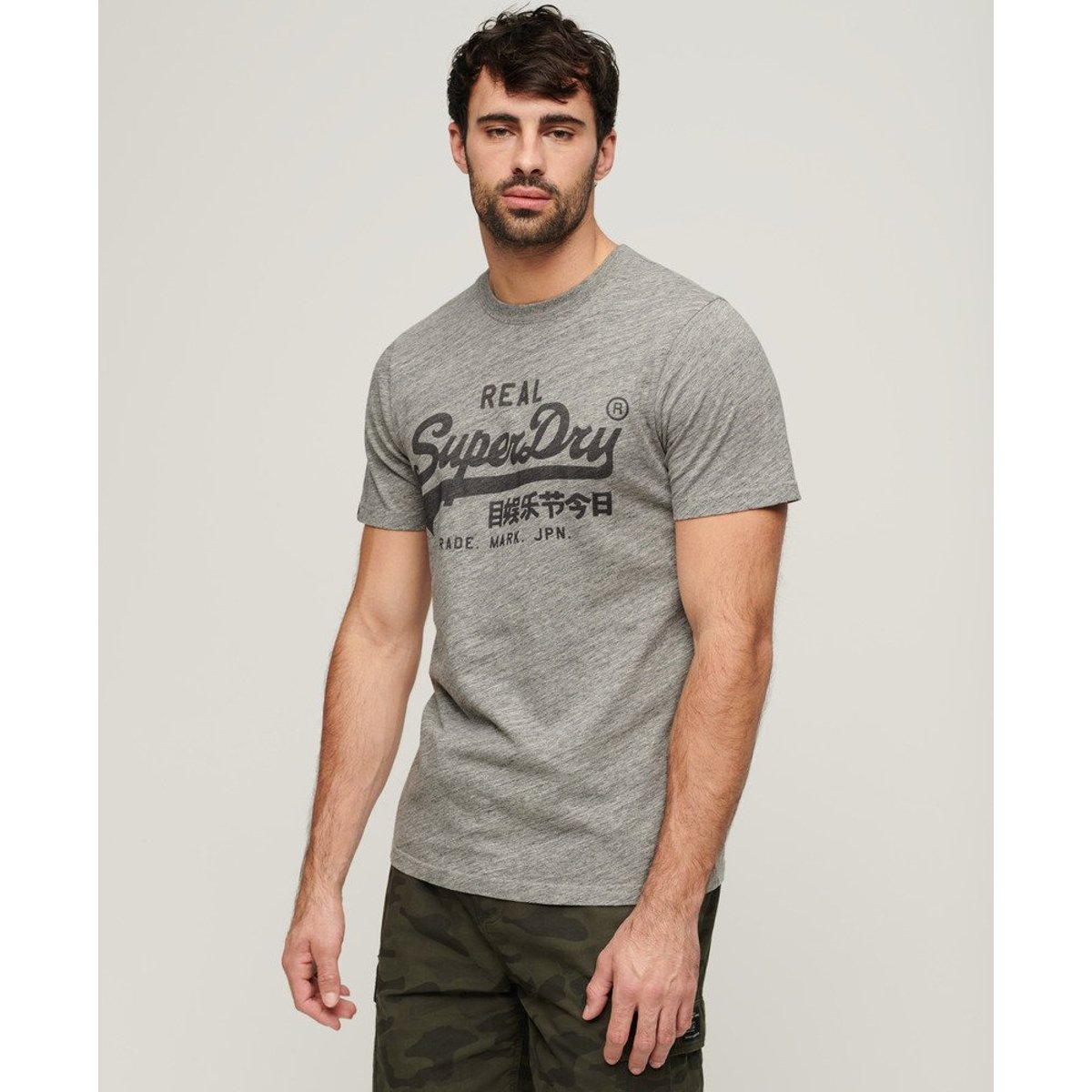 T-shirt à logo Vintage gris athlétique chiné, SUPERDRY