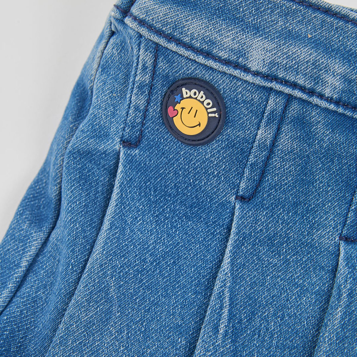 Jupe en denim avec boutons bleu, BOBOLI