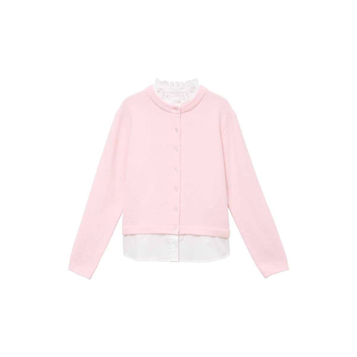 Gilet 2-en-1 col chemise manches longues rose clair, CACHE CACHE