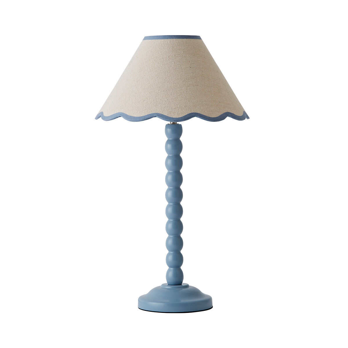 Bobbie Painted Bobbin Table Lamp with Scallop Shade blue, SO'HOME