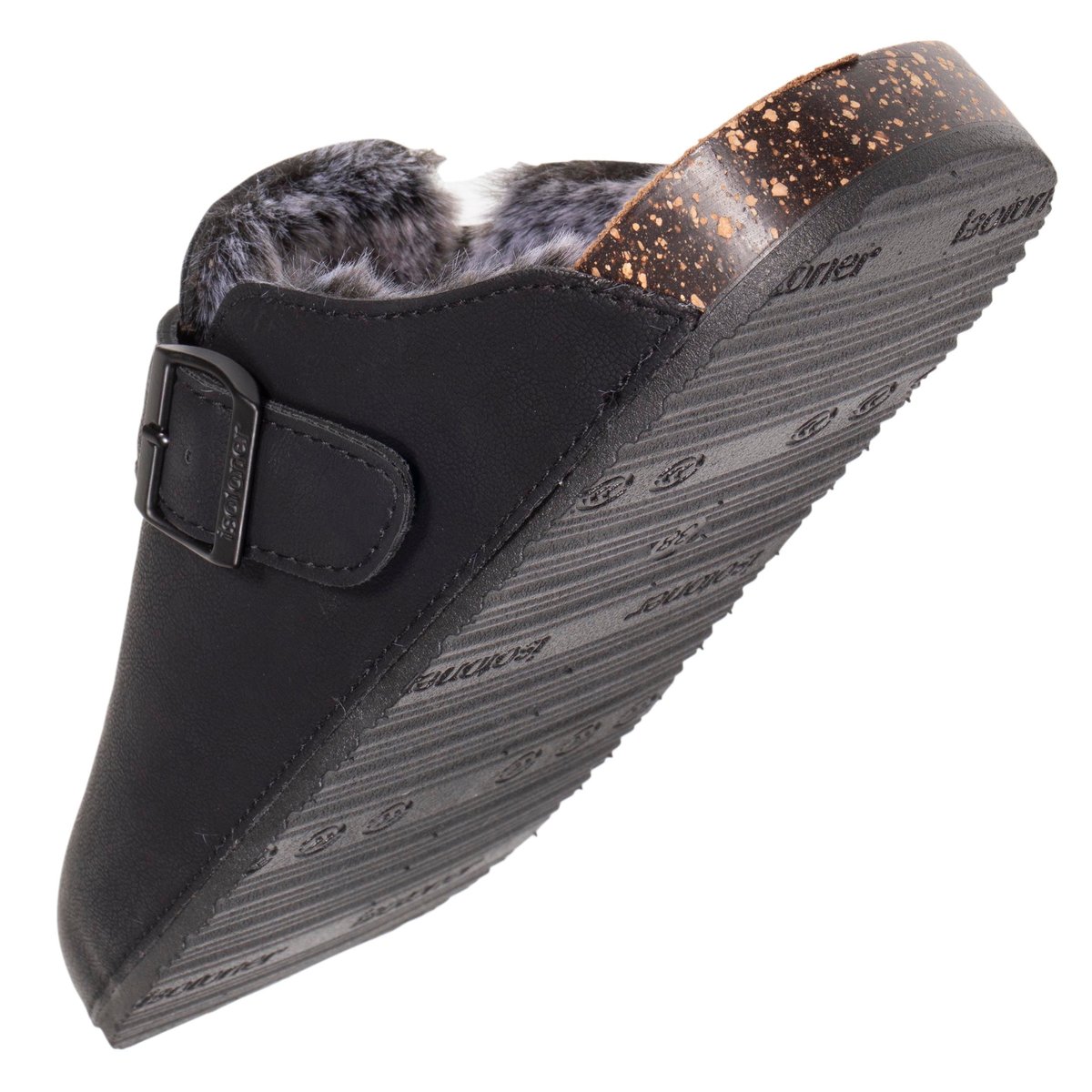 Sabots fourrés, semelle extra-flex, légers, patch talon confort noir, ISOTONER