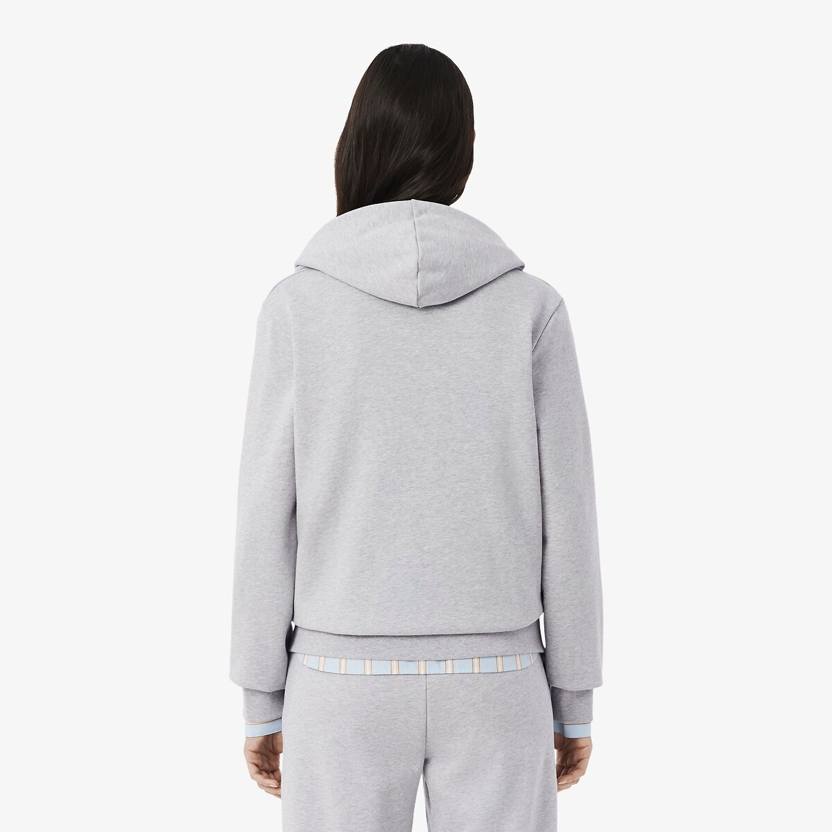 Sweat zippé à capuche gris chiné, LACOSTE