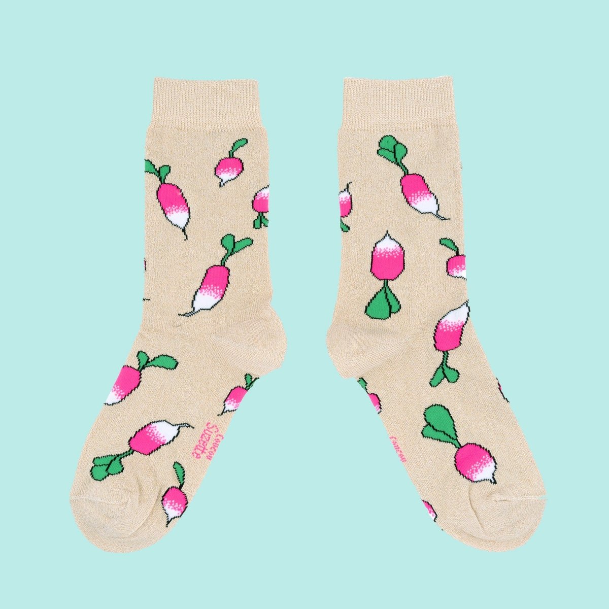Chaussettes à paillettes RADIS beige à paillettes avec radis, COUCOU SUZETTE
