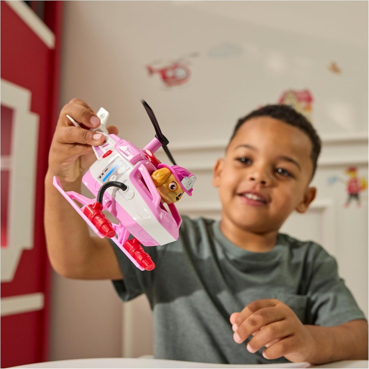 Paw Patrol Fire Rescue - Skye avec l'hélicoptère de sauvetage rose, SPIN MASTER