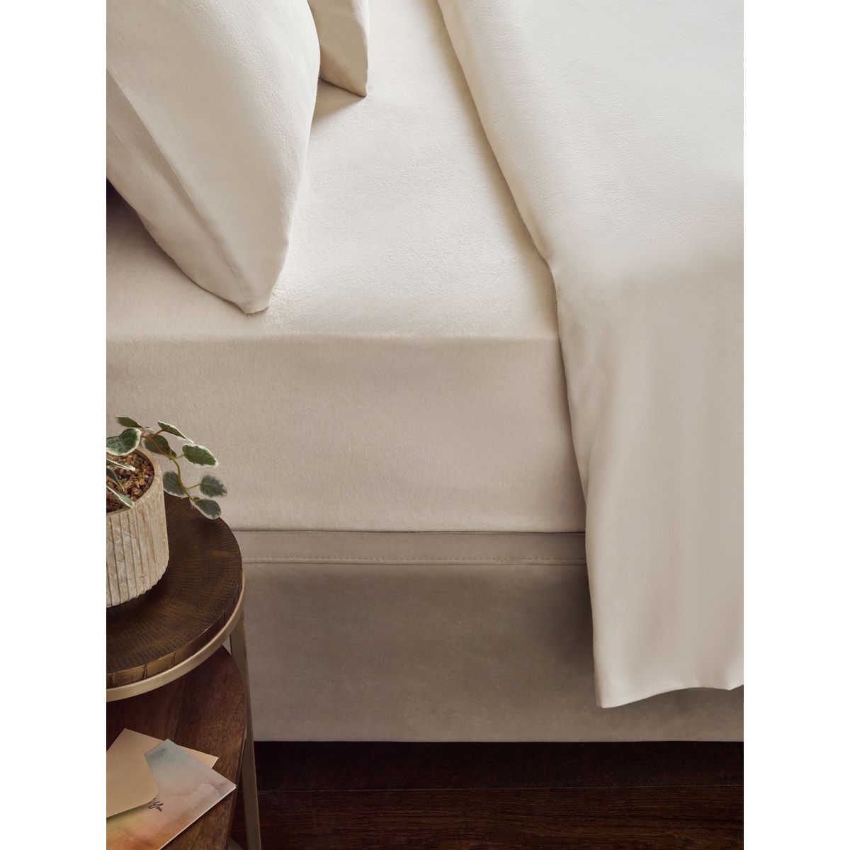 Drap en coton brossé doux ivoire, NEXT