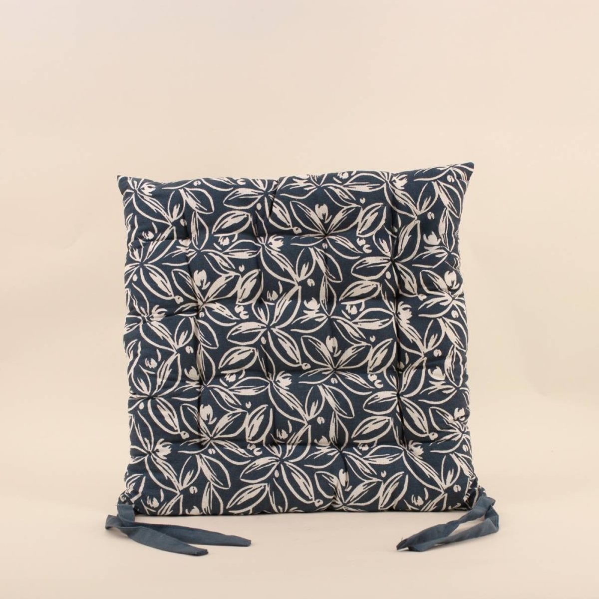 Lot de 4 galettes de chaise en coton à motifs bleu, ORNAMI