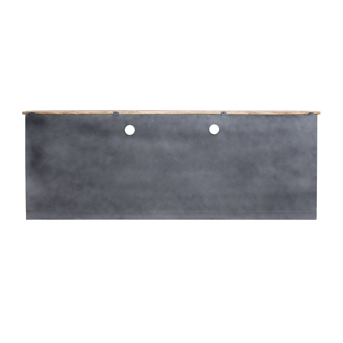 Meuble TV en métal et bois massif LOCKER gris, MADE IN MEUBLES 